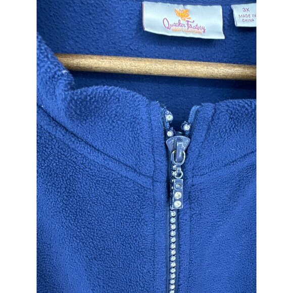 Quacker Factory Womens Fleece Vest With Rhinestone Zipper & Pockets Size 3X - Picture 4 of 10